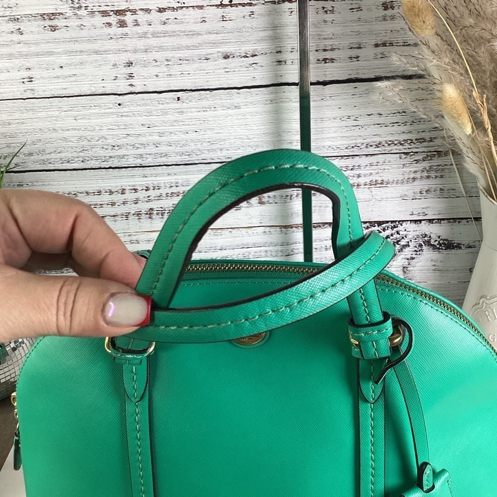 COACH VINTAGE #25671 HAND BAG GREEN PEYTON CORA DOMED SATCHEL PURSE‎ CROSSBODY - Picture 10 of 16